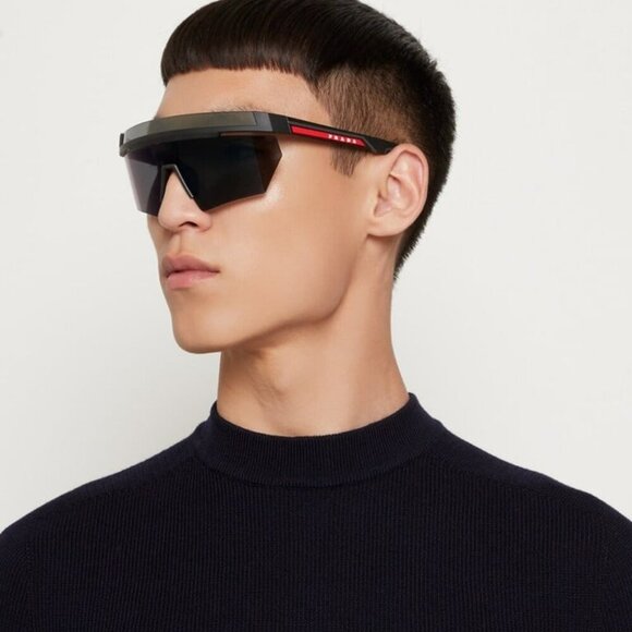 Prada Linea Rossa PS01YS 1BO06F BRAND NEW Sunglasses Matte Black Grey Unisex - Picture 5 of 12